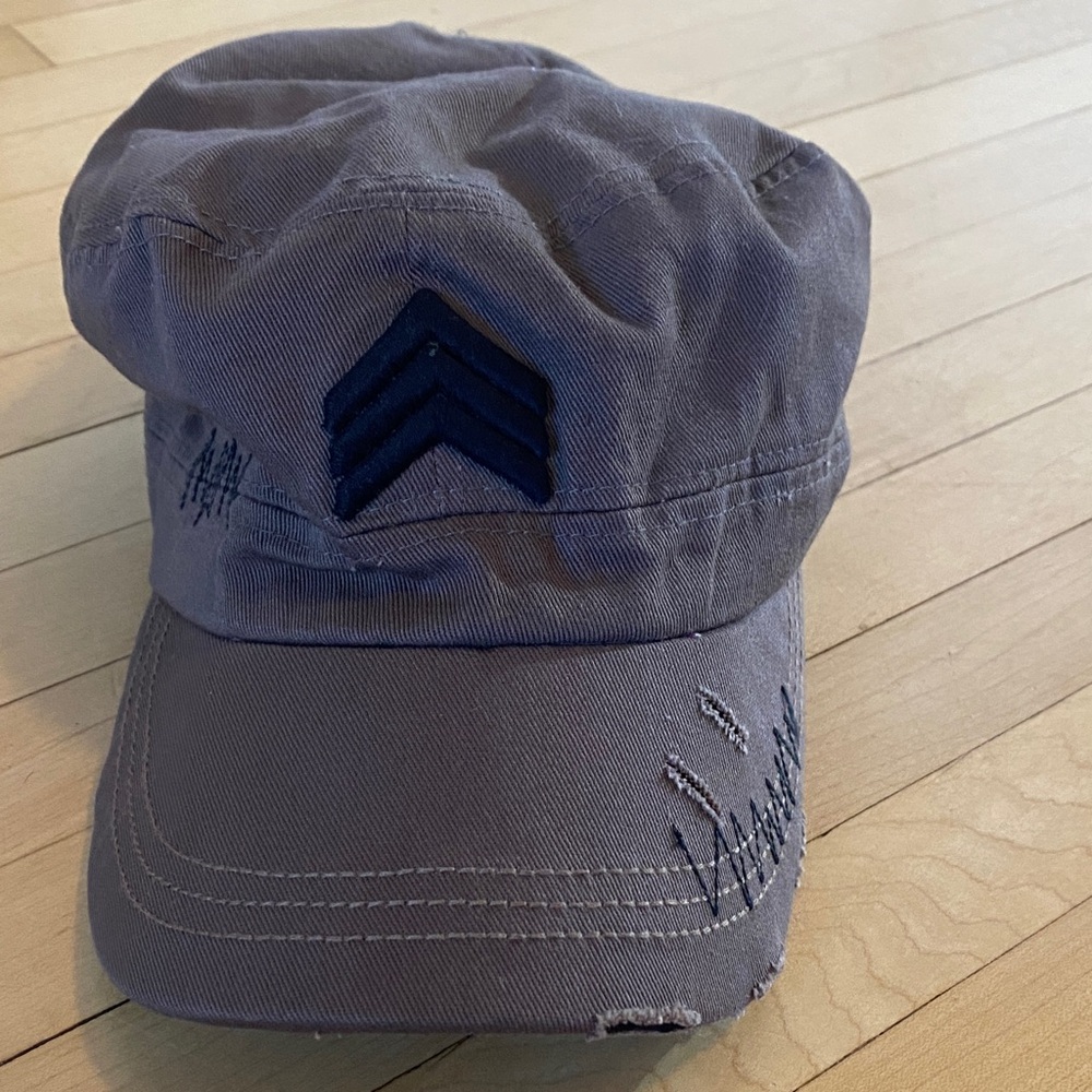 D&Y Brown Military Cap with Black Embroidery